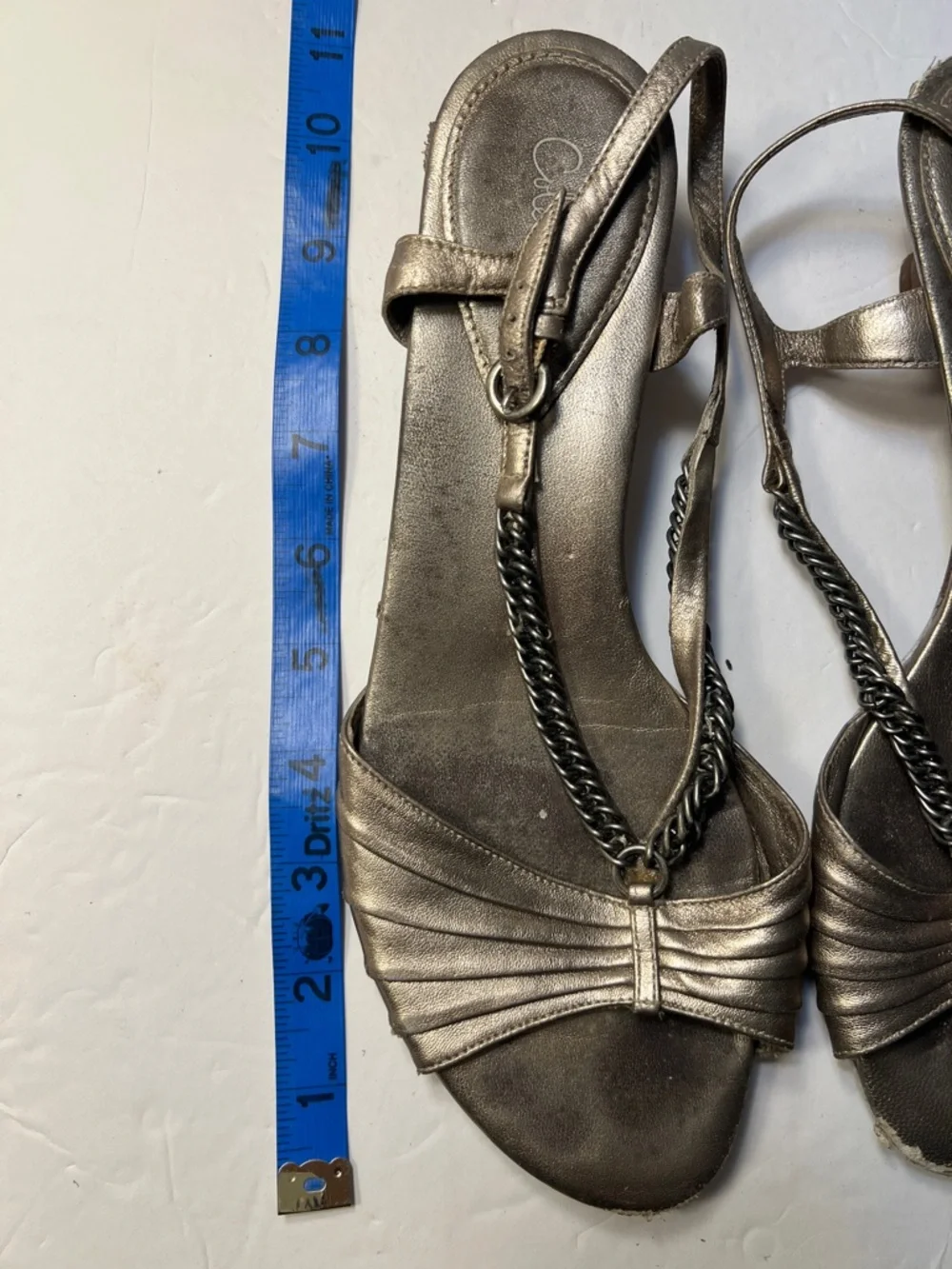 Cole Haan Metallic Bronze Women's Slingback Sandals with Chain Detail